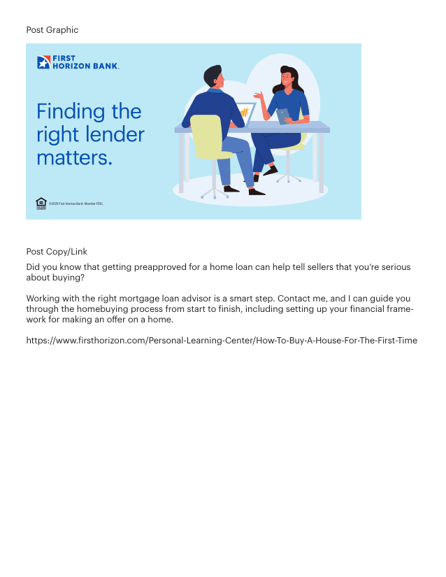 First Horizon Bank broad homebuyer education post