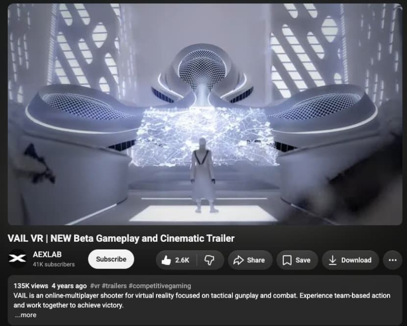 VAIL VR beta trailer on YouTube